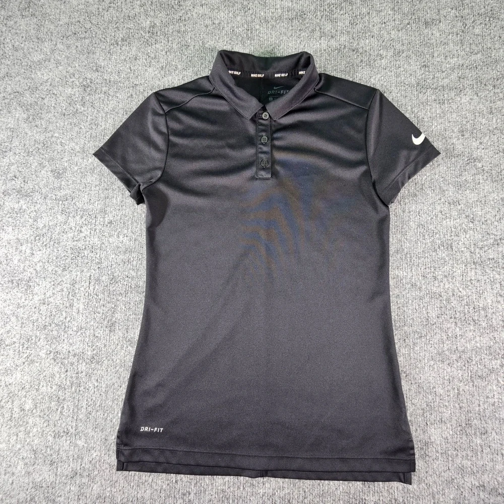 Nike Golf Women's XS Dri-FIT Polo Shirt Short Sleeve Black Performance 4-Button‎